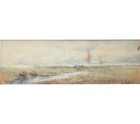 Волков Фёдор. Пейзаж с речкой и березой 